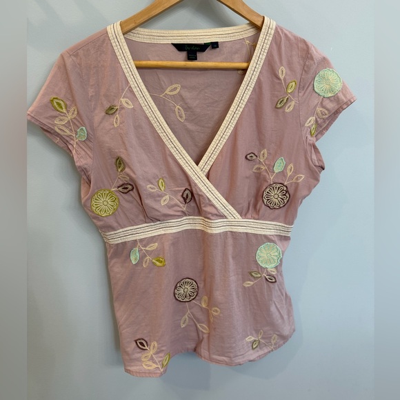 Boden Tops - Boden Dusty Pink Embroidered Cotton Babydoll Top Sz 12